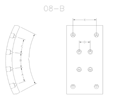 CINTA DE FRENO 6 1/4" MB/184 - RA X 18,9mm. x 8 TROZOS (FRASLE) AF 600 sin amianto