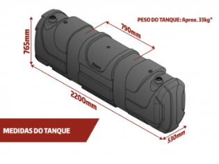 Tanque de combustible Ovalado PLASTICO 615Lts. (Mochila) + Soporte P/CAMION