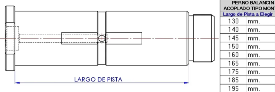 Perno balancin 58x140mm con traba